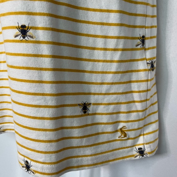 Joules Yellow And White Stripe Bee Print Riviera Dress - size 2 - Picture 9 of 12